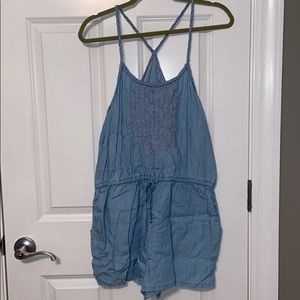 American Rag Chambray Embroidered Romper